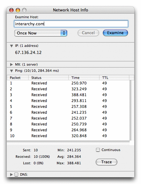 Network Host Info Window