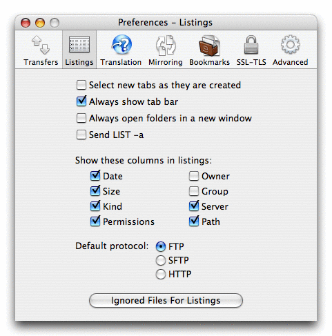 Preferences Window