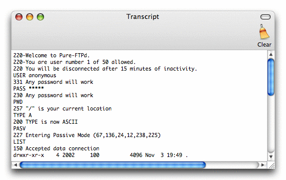 Transcript Window